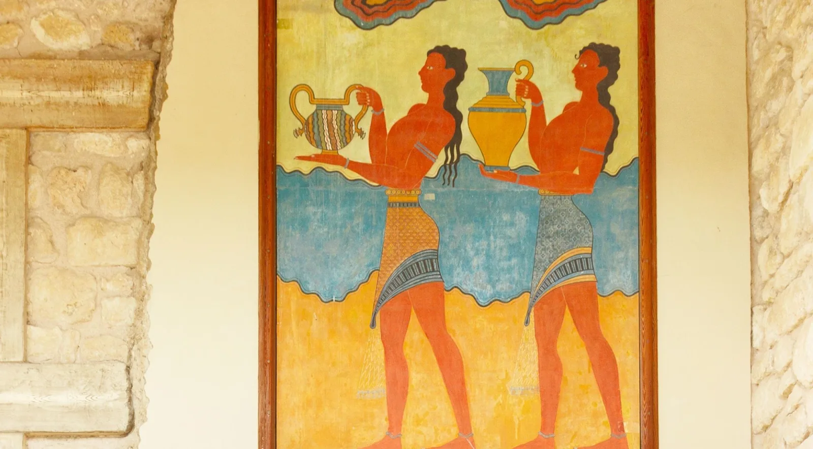 The Cup Bearer procession fresco at Knossos, showing two figures carrying vessels