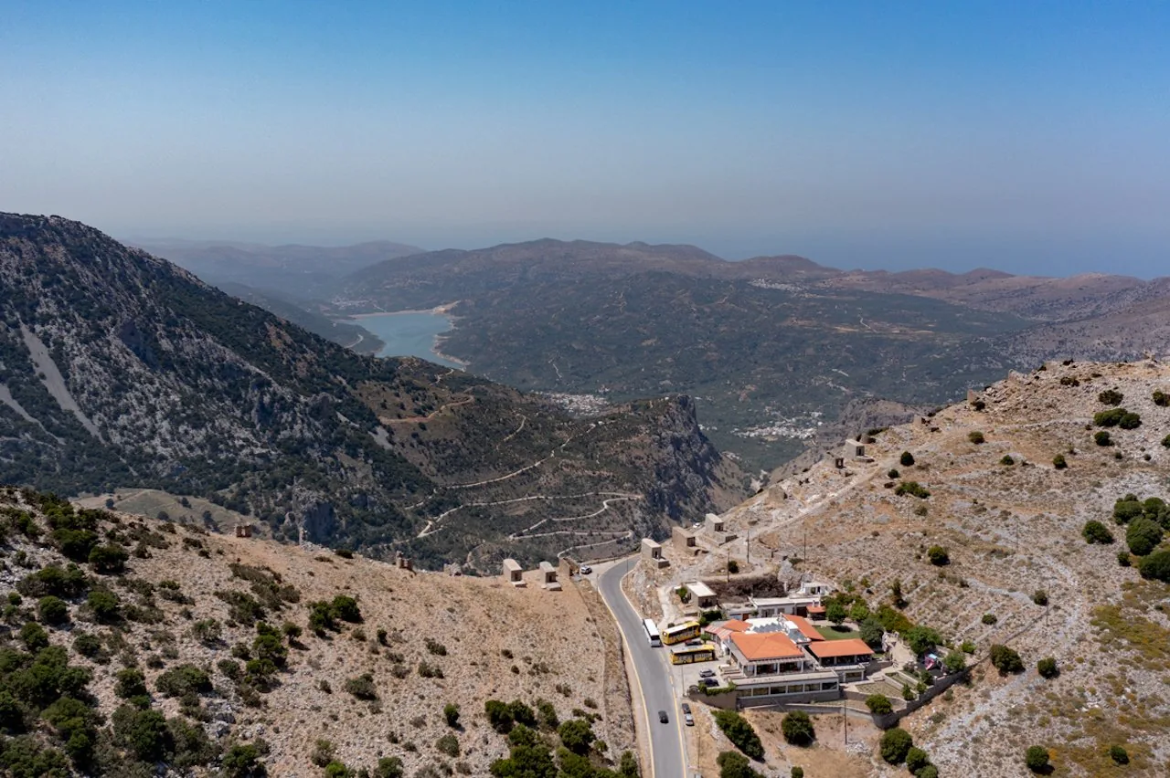 The mountain road descending from the Lasithi Plateau towards the north coast of Crete